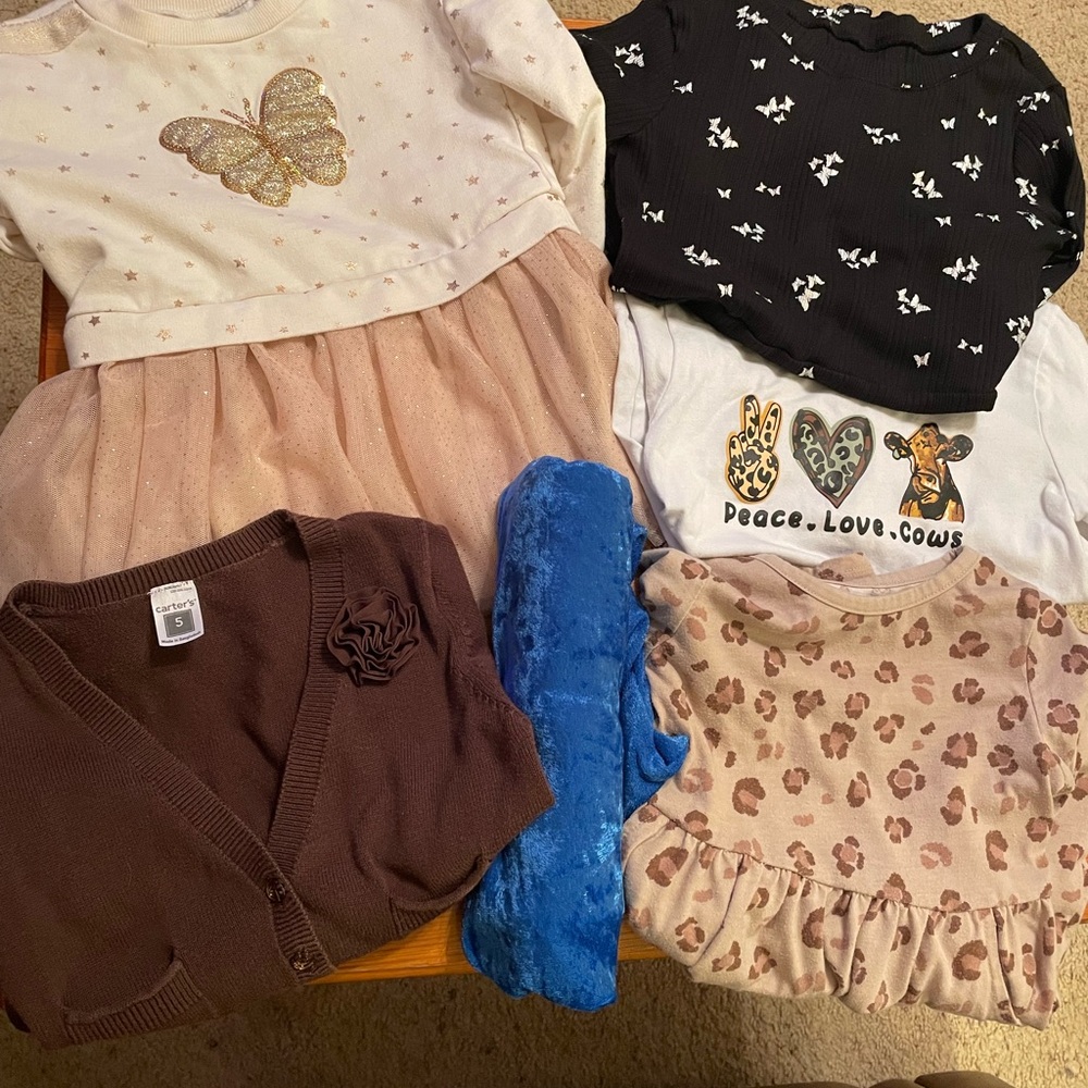 Cute Kids’ Set - Dresses, Sweater,‎ Top, and Pillow Case - Size 4/5